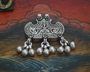 Rajasthani Sterling Silver Ganesha Amulet Pendant with Bells