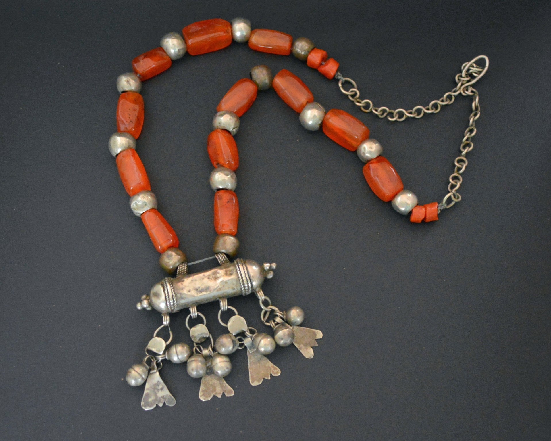 Old Yemeni Carnelian Silver Necklace