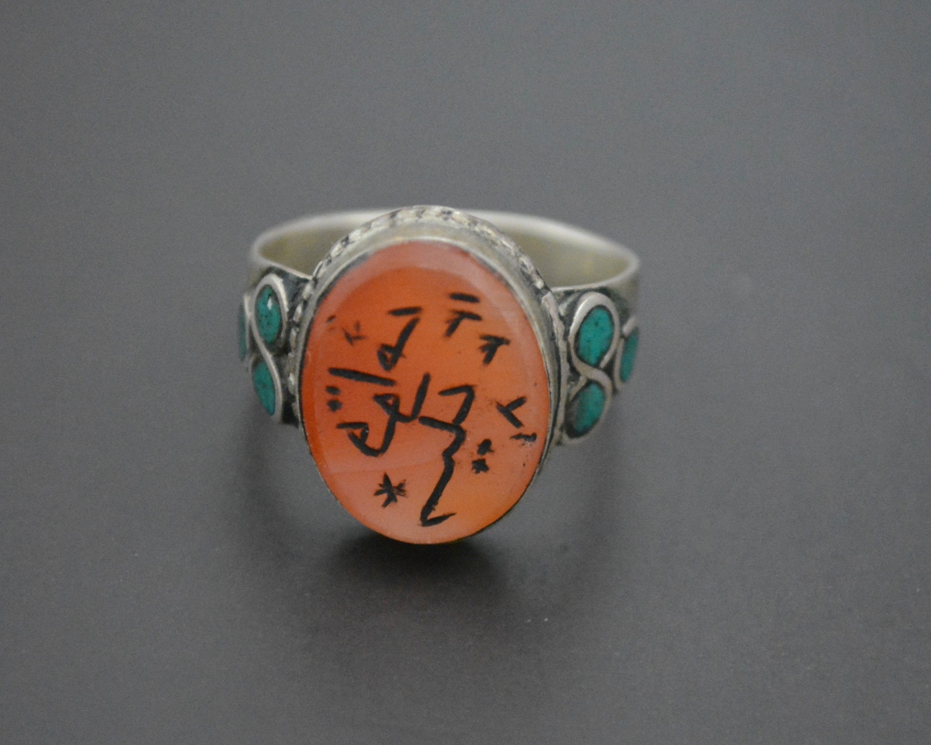 Afghani Arabic Writing Carnelian Ring - Size 10