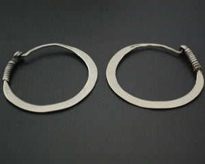 Antique Afghani Hoop Earrings with Flat Design