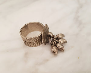 Old Rajasthani Silver Ring with Bells - Size 5.5