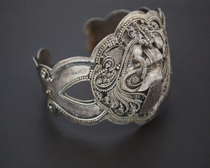 Old Silver Barong Cuff Bracelet from Bali