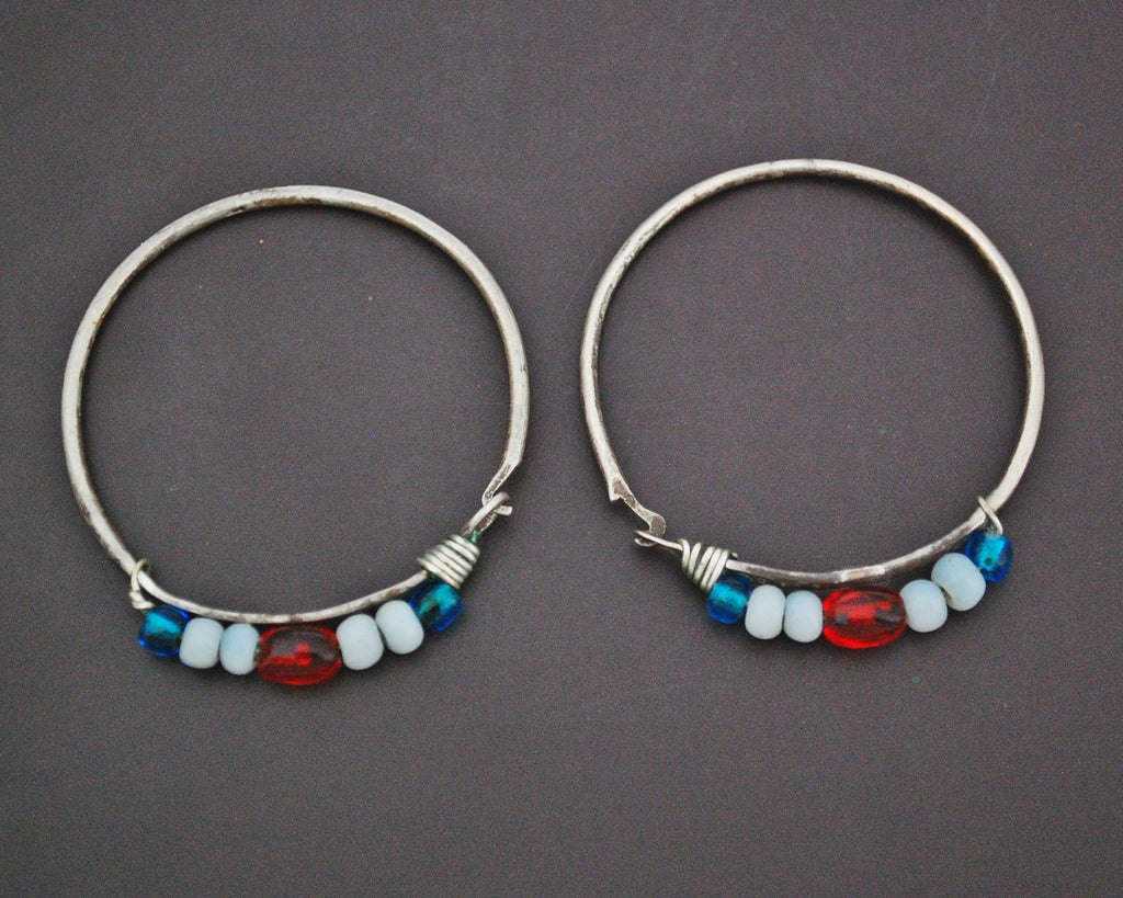 Old Berber Hoop Earrings with Glass