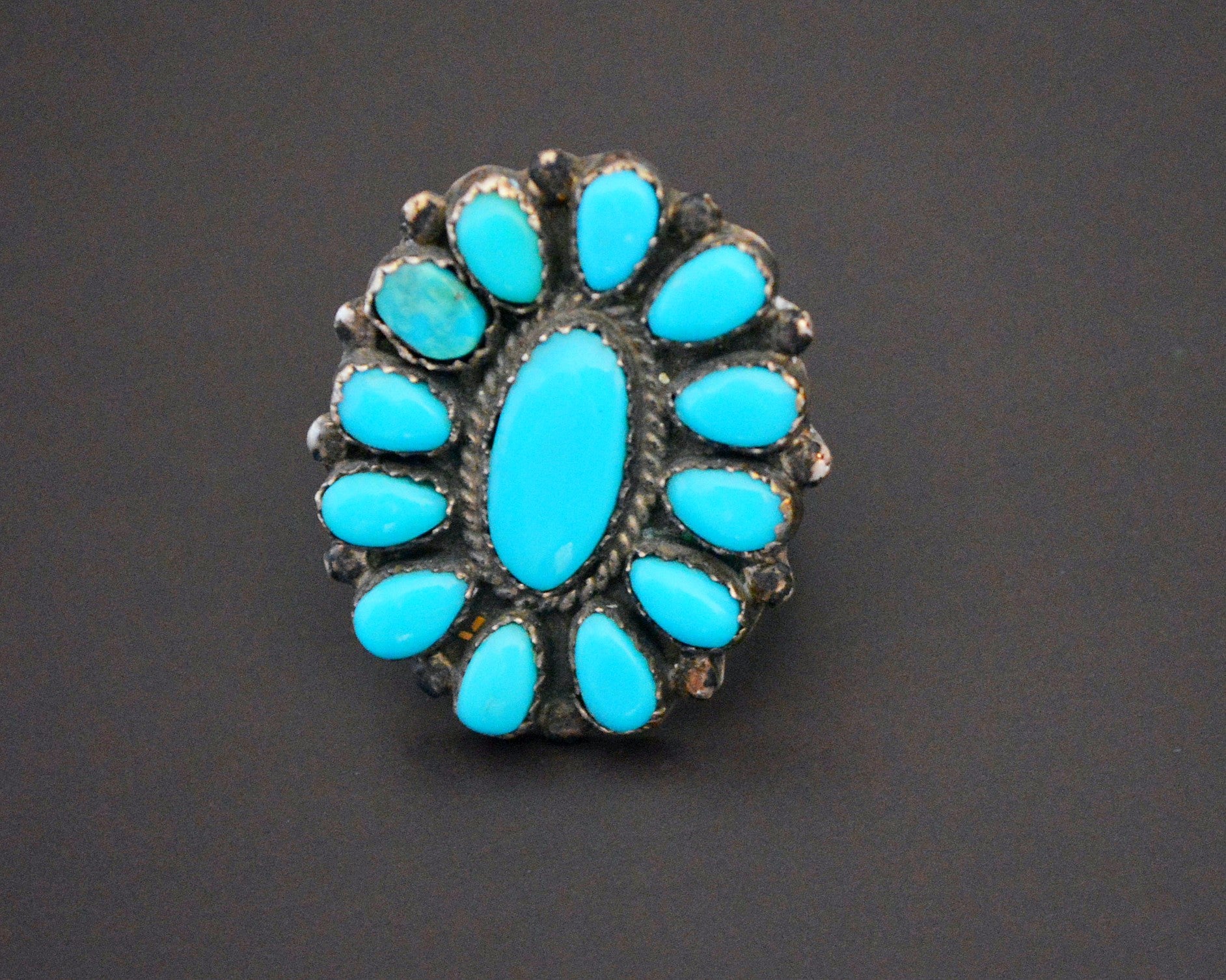 Zuni Cluster Turquoise Ring - Size 6