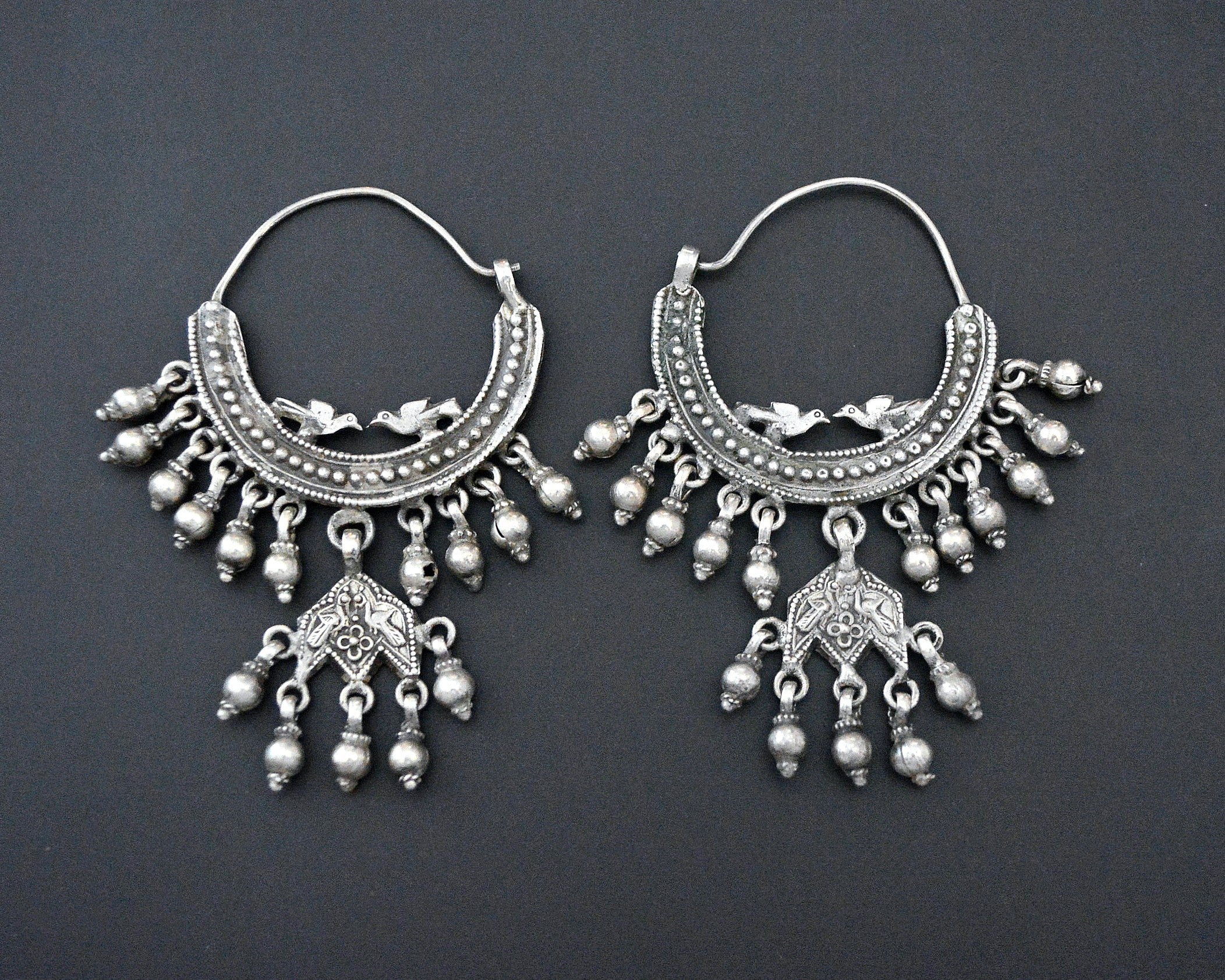 Bold Rajasthani Silver Hoop Earrings with Bells