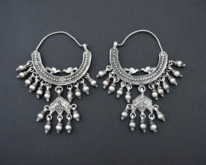 Bold Rajasthani Silver Hoop Earrings with Bells