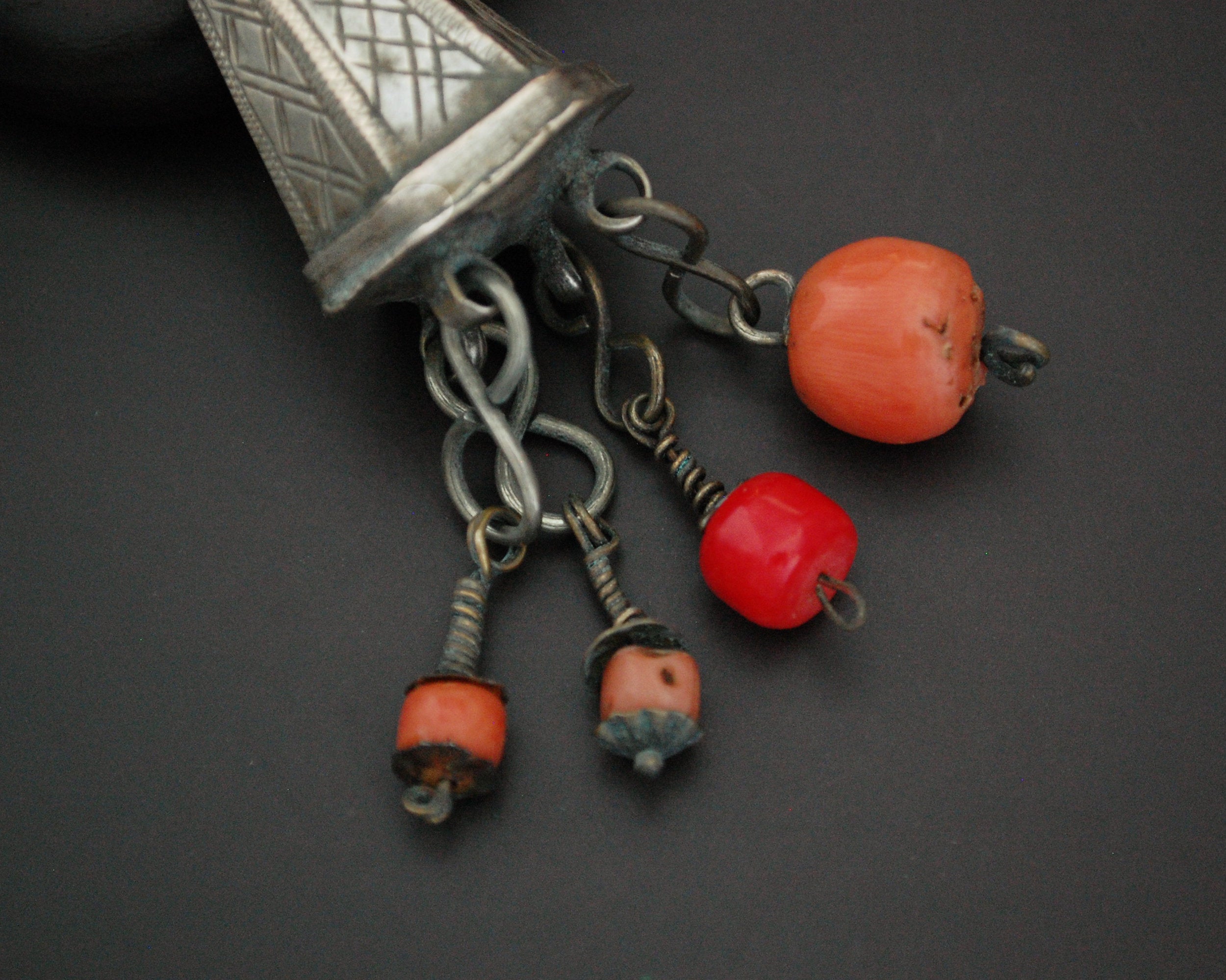 Berber Silver Coral Pendant from Morocco