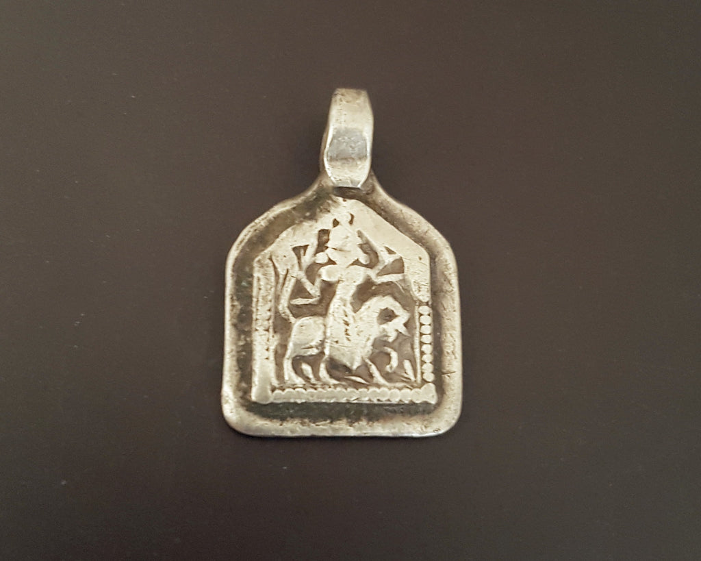 Old Indian Silver Hindu Diety Amulet
