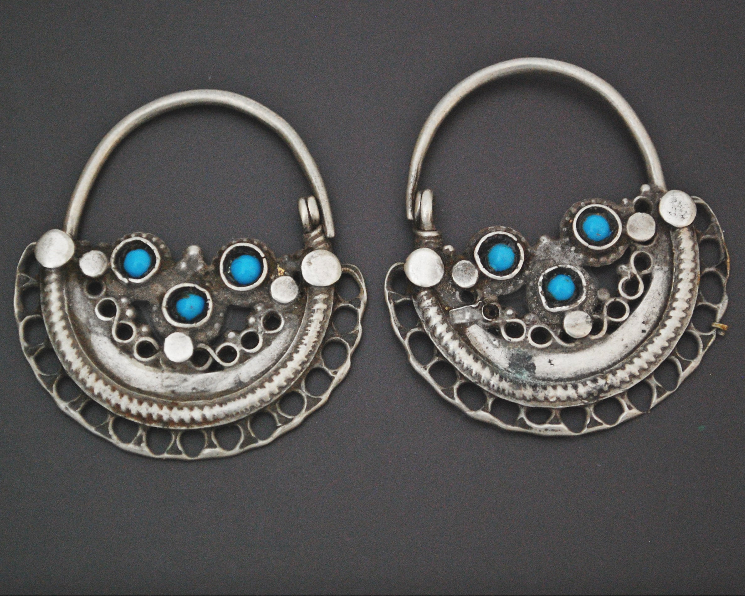 Afghani Hoop Earrings with Turquoise