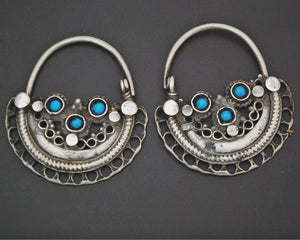 Afghani Hoop Earrings with Turquoise