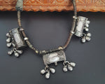 Old Rajasthani Silver Taviz Cotton Necklace
