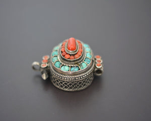 Tibetan Nepali Gau Box with Coral and Turquoises