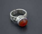 Afghani Carnelian Silver Ring - Size 6