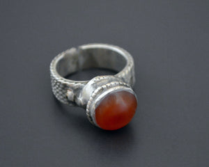 Afghani Carnelian Silver Ring - Size 6