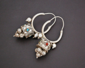 Uzbek Coral Turquoise Earrings