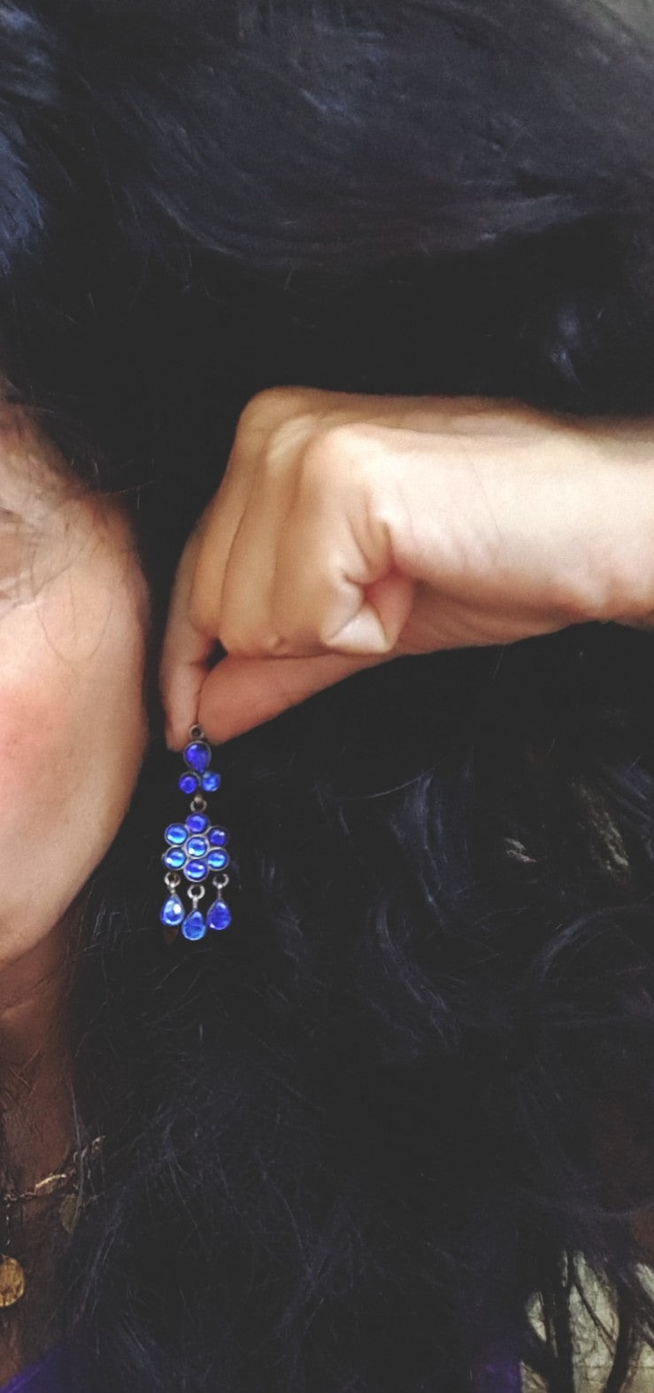 Rajasthani Earrings with Blue Glass