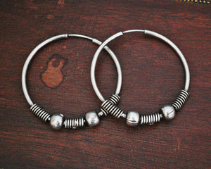 Ethnic Bali Hoop Earrings with Wire Work and Bead
