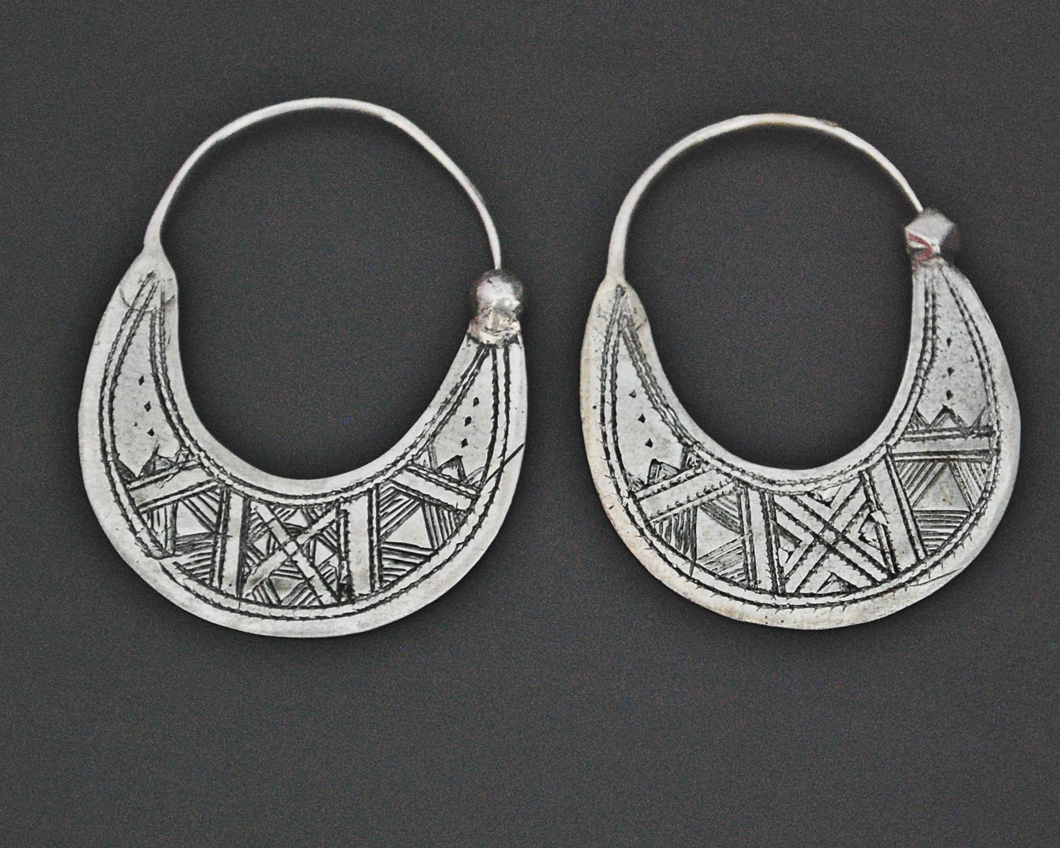 Tuareg Hoop Earrings with Carvings