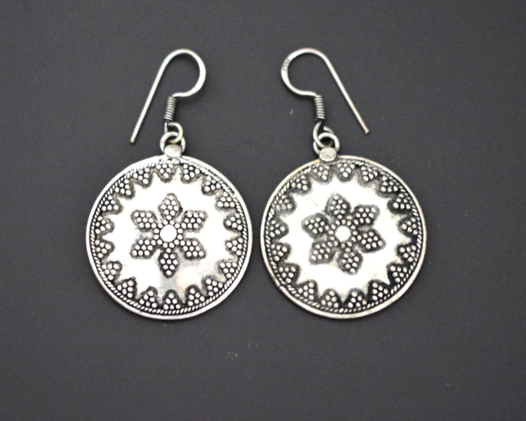 Indian Silver Disc Earrings