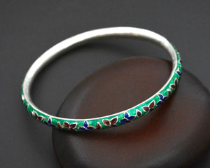 Indian Green Enamel Bangle Bracelet - SMALL