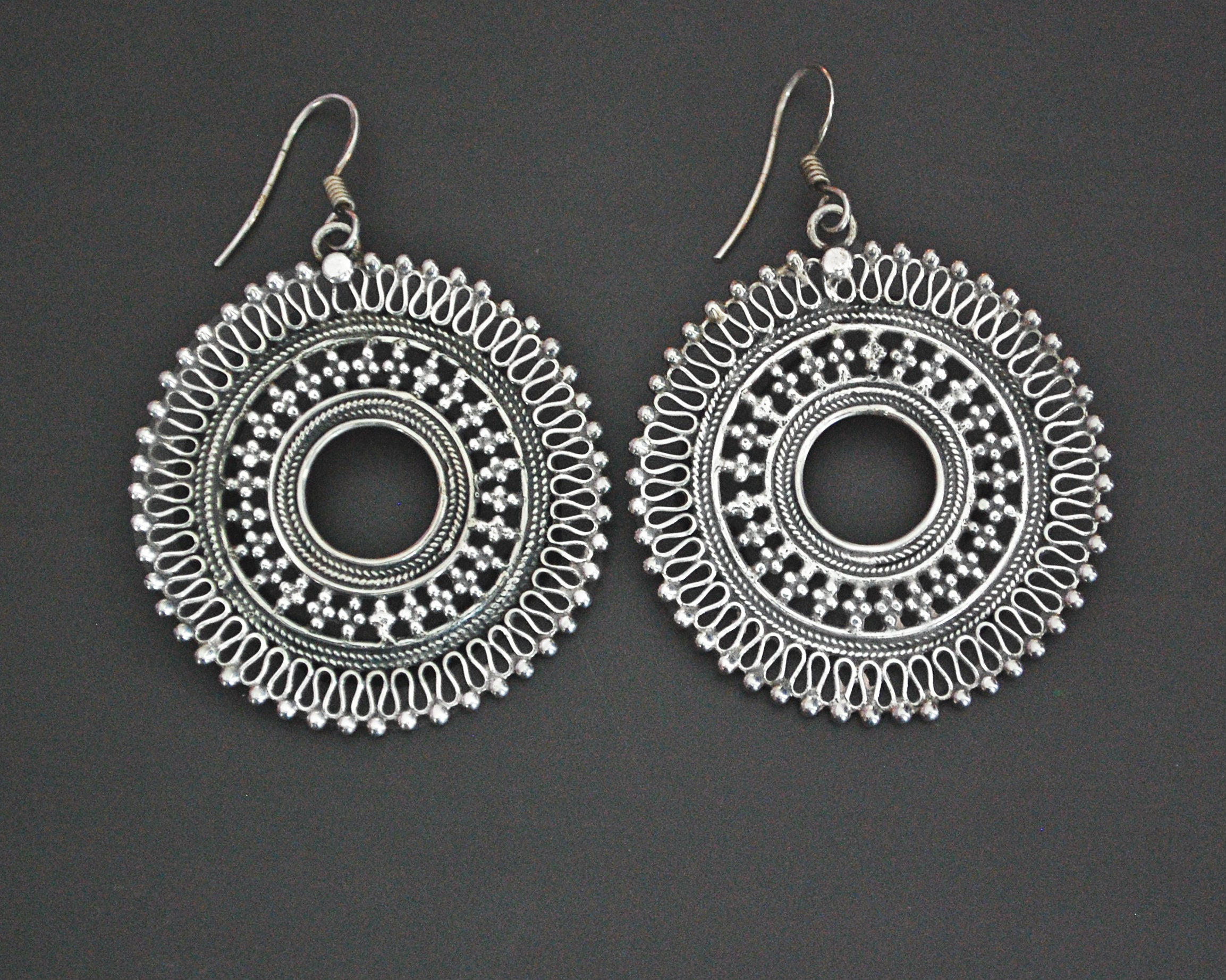 Indian Sterling Silver Mandala Earrings