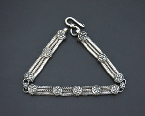 Rajasthani Silver Snake Chain Bracelet with Flowers