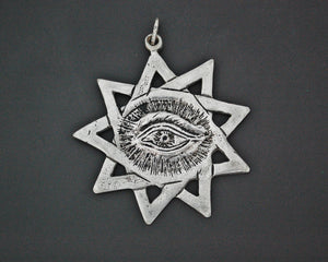 Solid Silver Star and Eye Pendant
