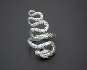 Snake Ring with Onyx Eyes - Size 7