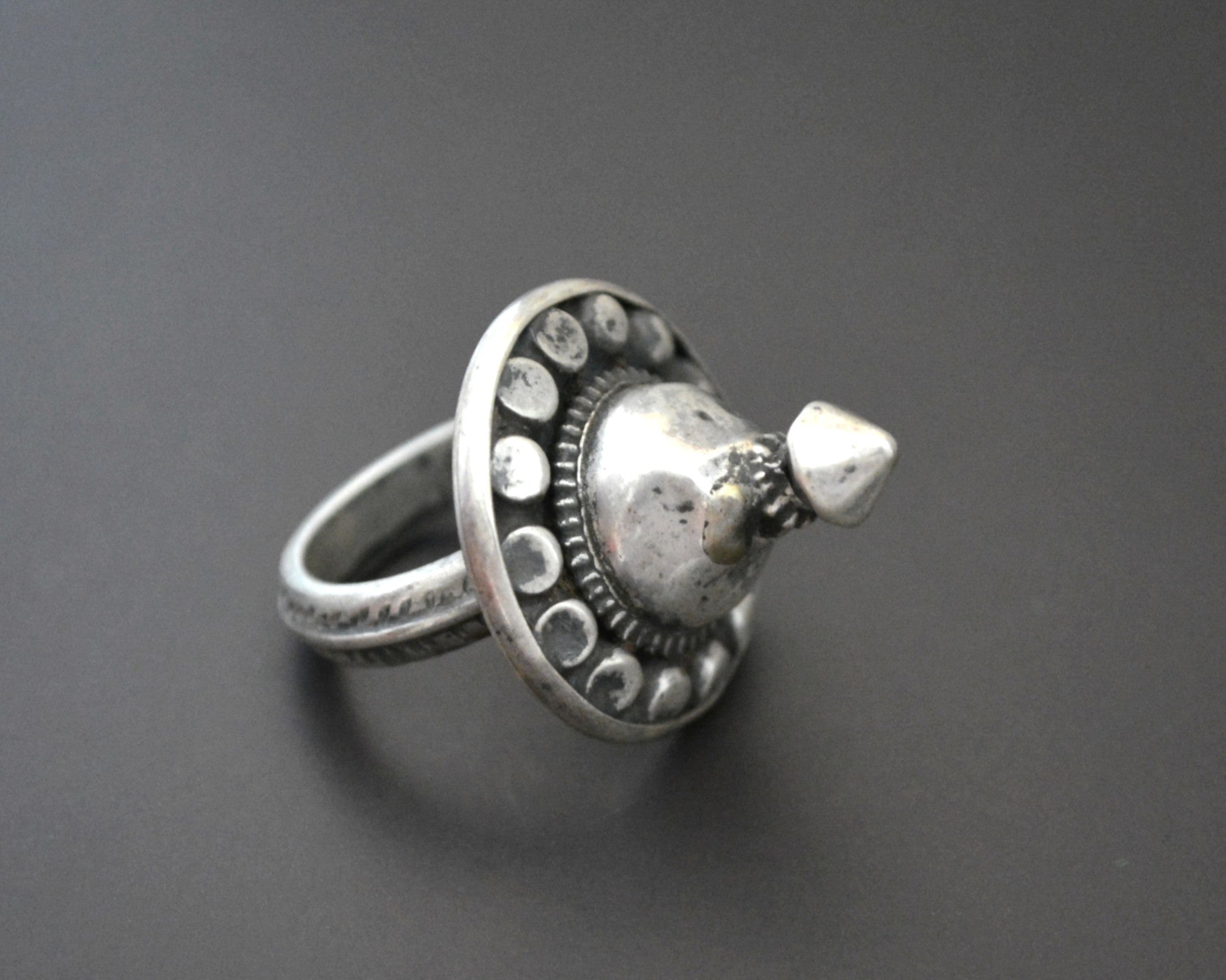 Rajasthani Silver Spike Ring - Size 8