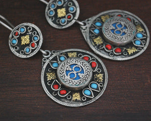 Vintage Kazakh Style Earrings from Afghanistan