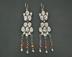 Uzbek Coral Silver Earrings
