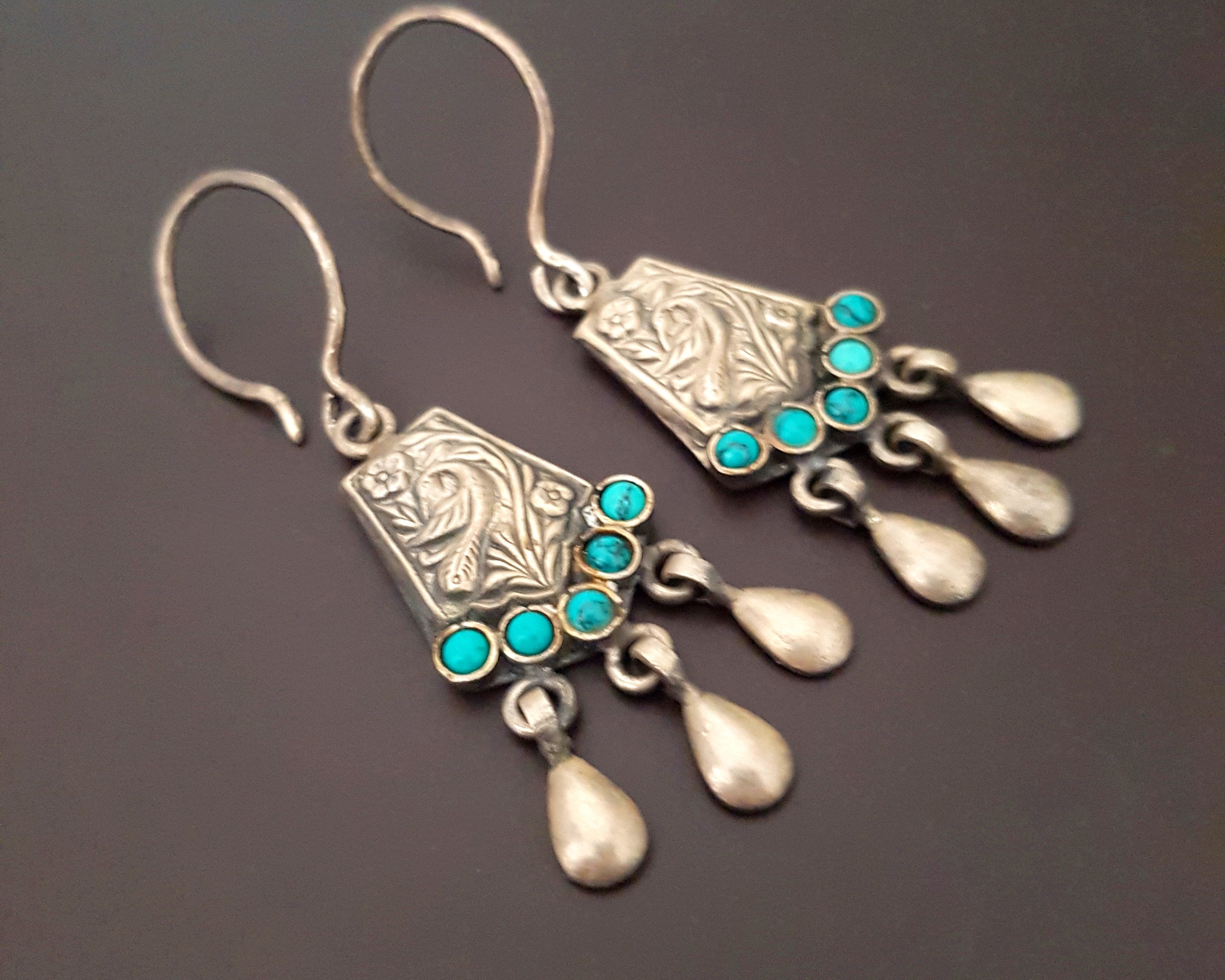 Rajasthani Turquoise Earrings with Dangles