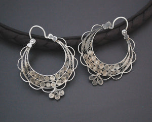 Filigree Silver Hoop Earrings