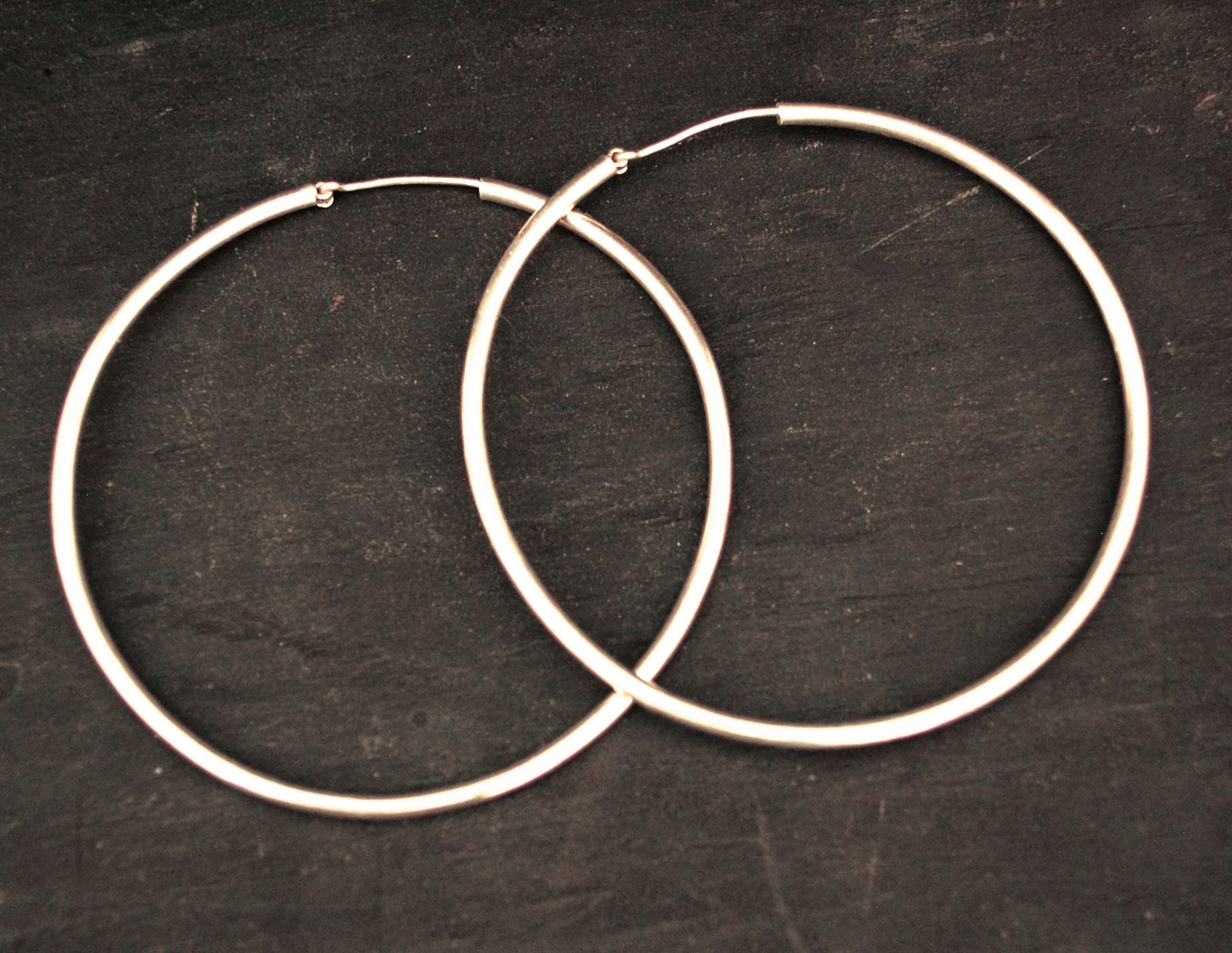 Ethnic Sterling Silver Hoops Earrings - XLarge