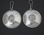 Indian Silver Peacock Disc Earrings