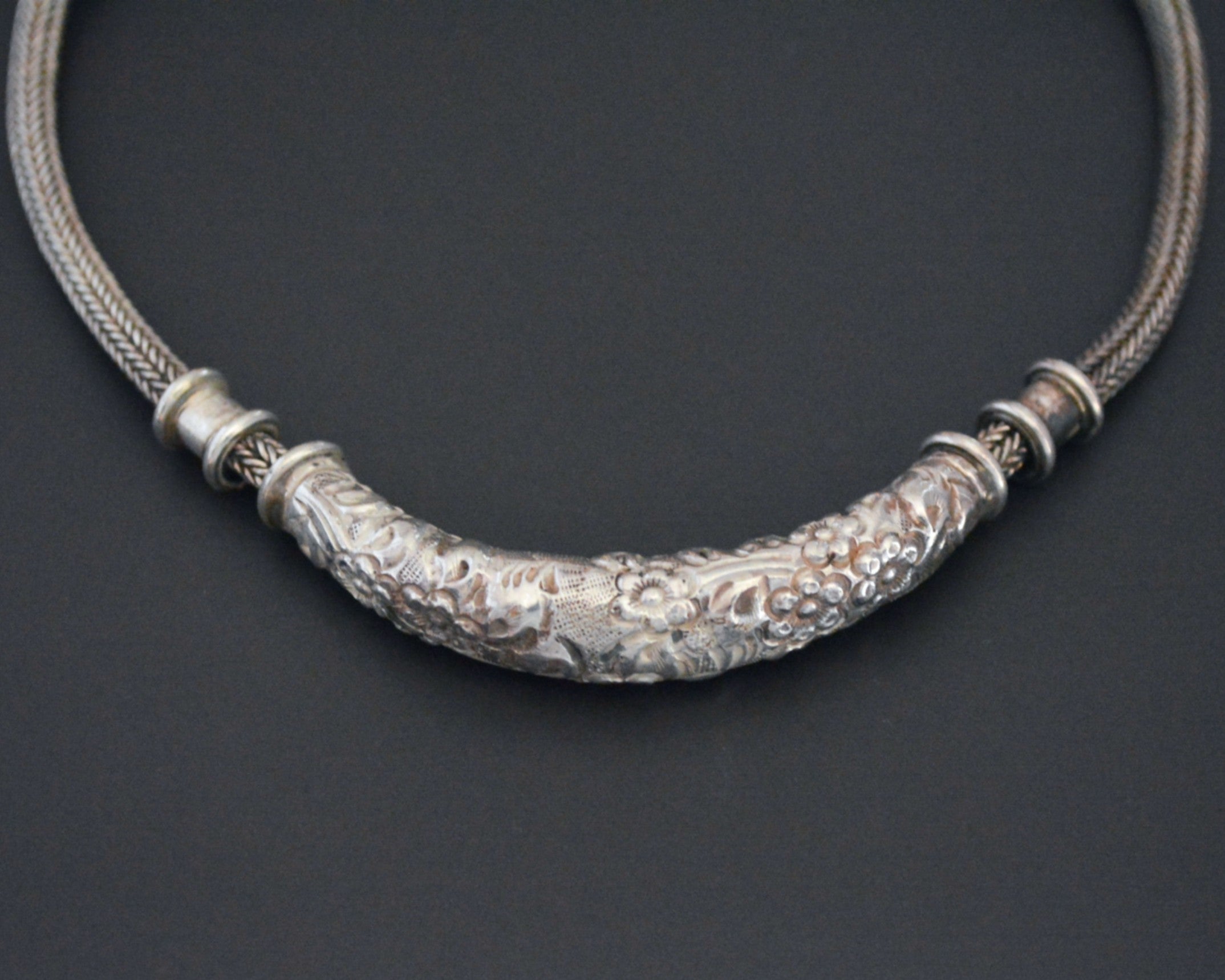 Bali Braided Snake Chain Necklace with Silver Parts