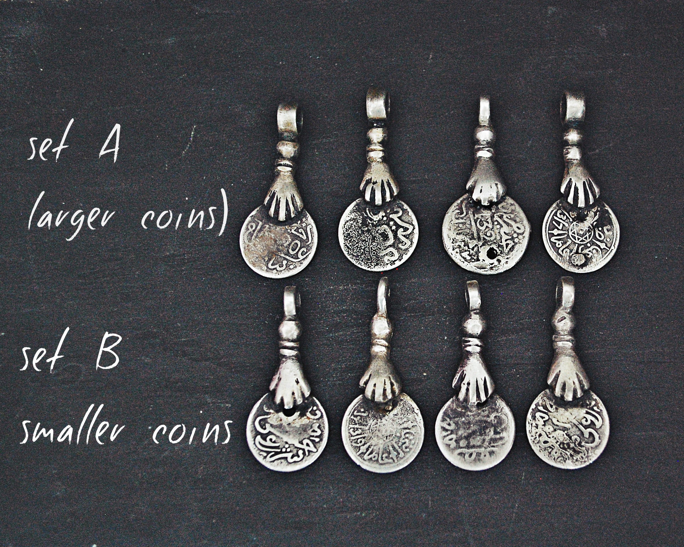 Old Berber Coin Pendants - Set of Four