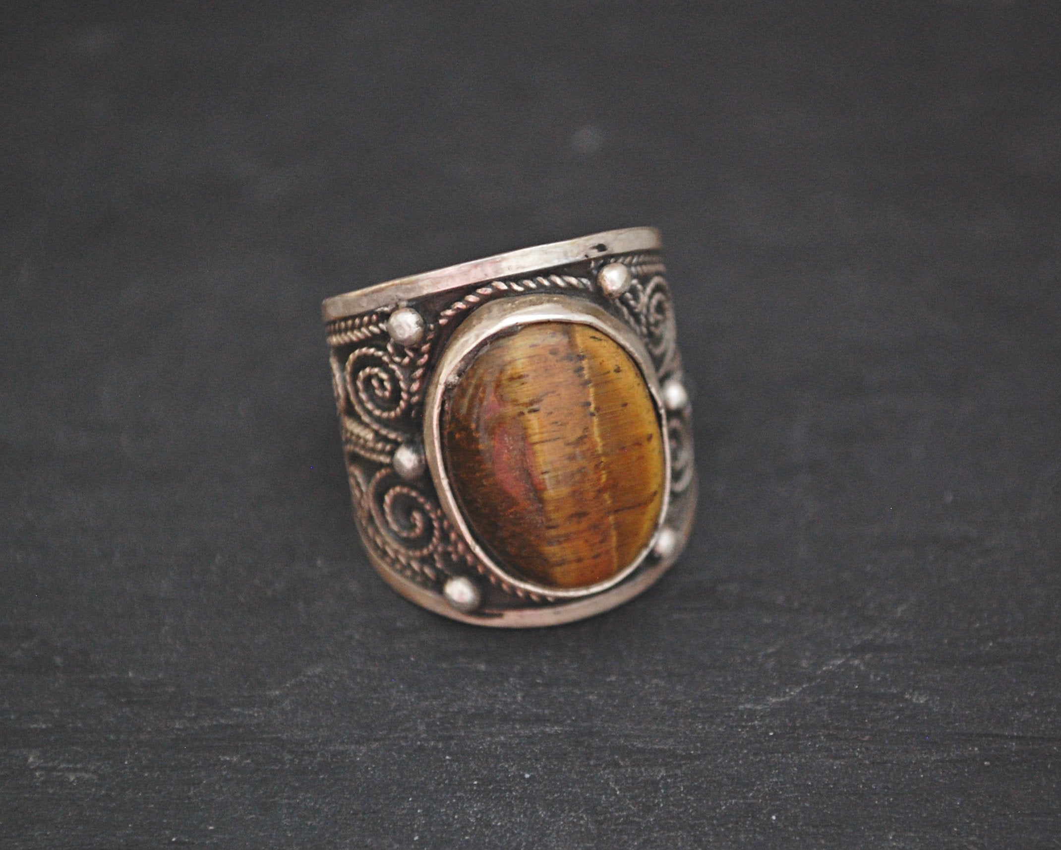 Ethnic Tiger Eye Ring from India - Size 8