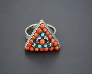 Nepali Turquoise Coral Ring - Size 9
