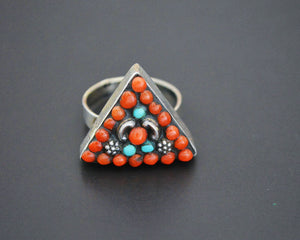 Nepali Turquoise Coral Ring - Size 9