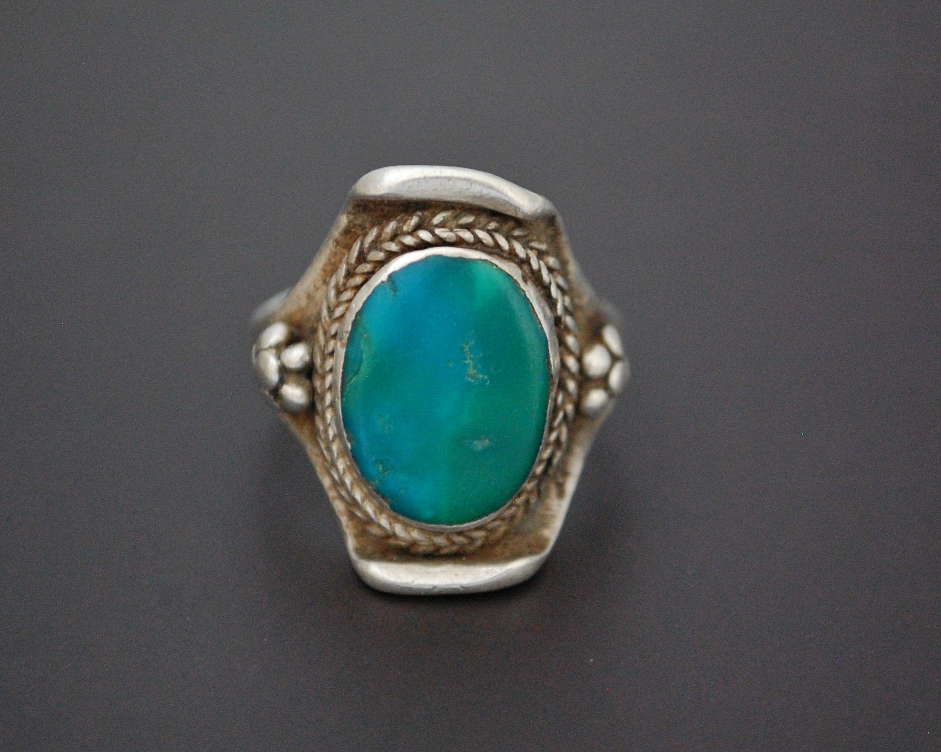 Nepali Turquoise Saddle Ring - Size 7.5