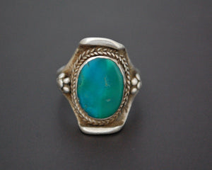 Nepali Turquoise Saddle Ring - Size 7.5