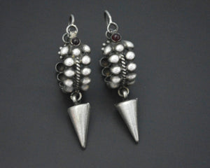 Ethnic Spike Hoop Earrings with Garnet