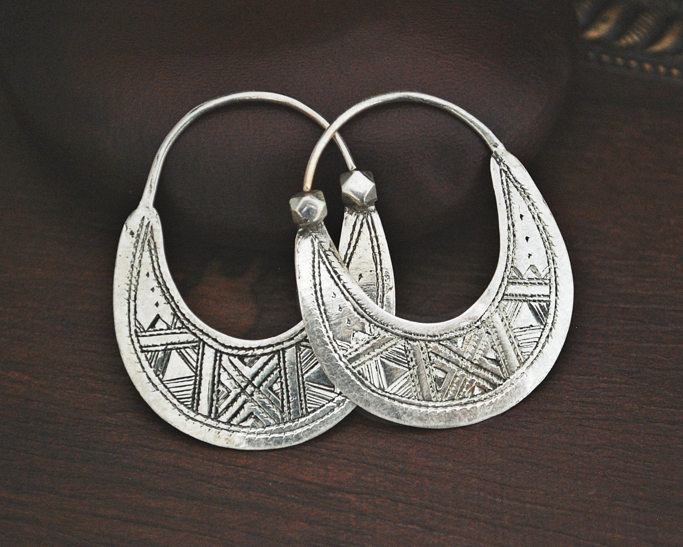 Tuareg Hoop Earrings with Carvings