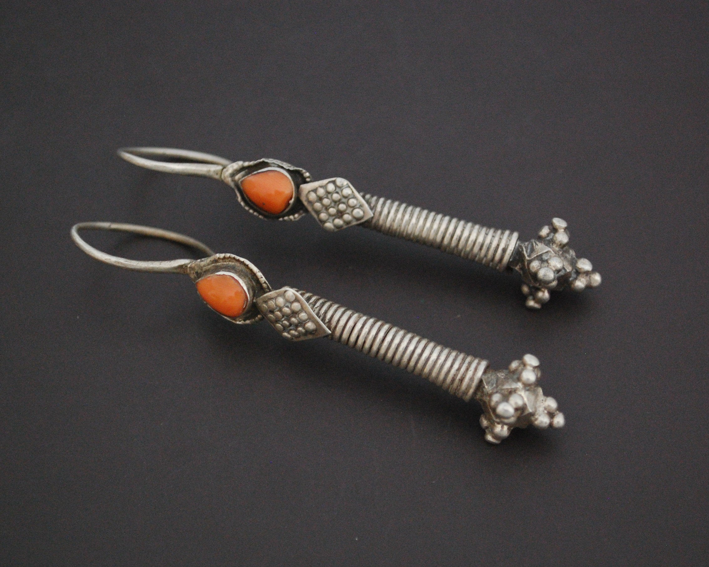 Antique Turkmen Coral Earrings