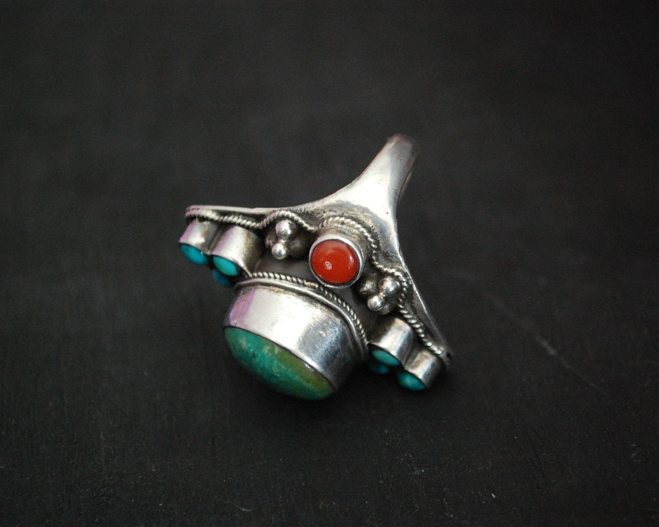 Substantial Nepali Turquoise Coral Ring - Size 8