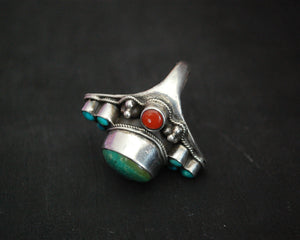 Substantial Nepali Turquoise Coral Ring - Size 8