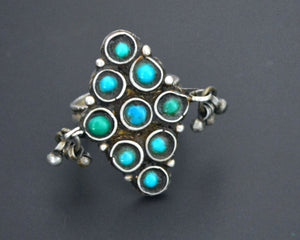 Ladakh Turquoise Ring with Bells - Size 9.5