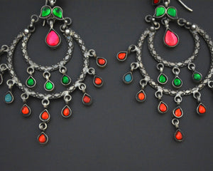Bold Rajasthani Dangle Earrings with Glass