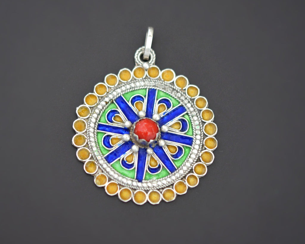 Berber Enamel Coral Pendant